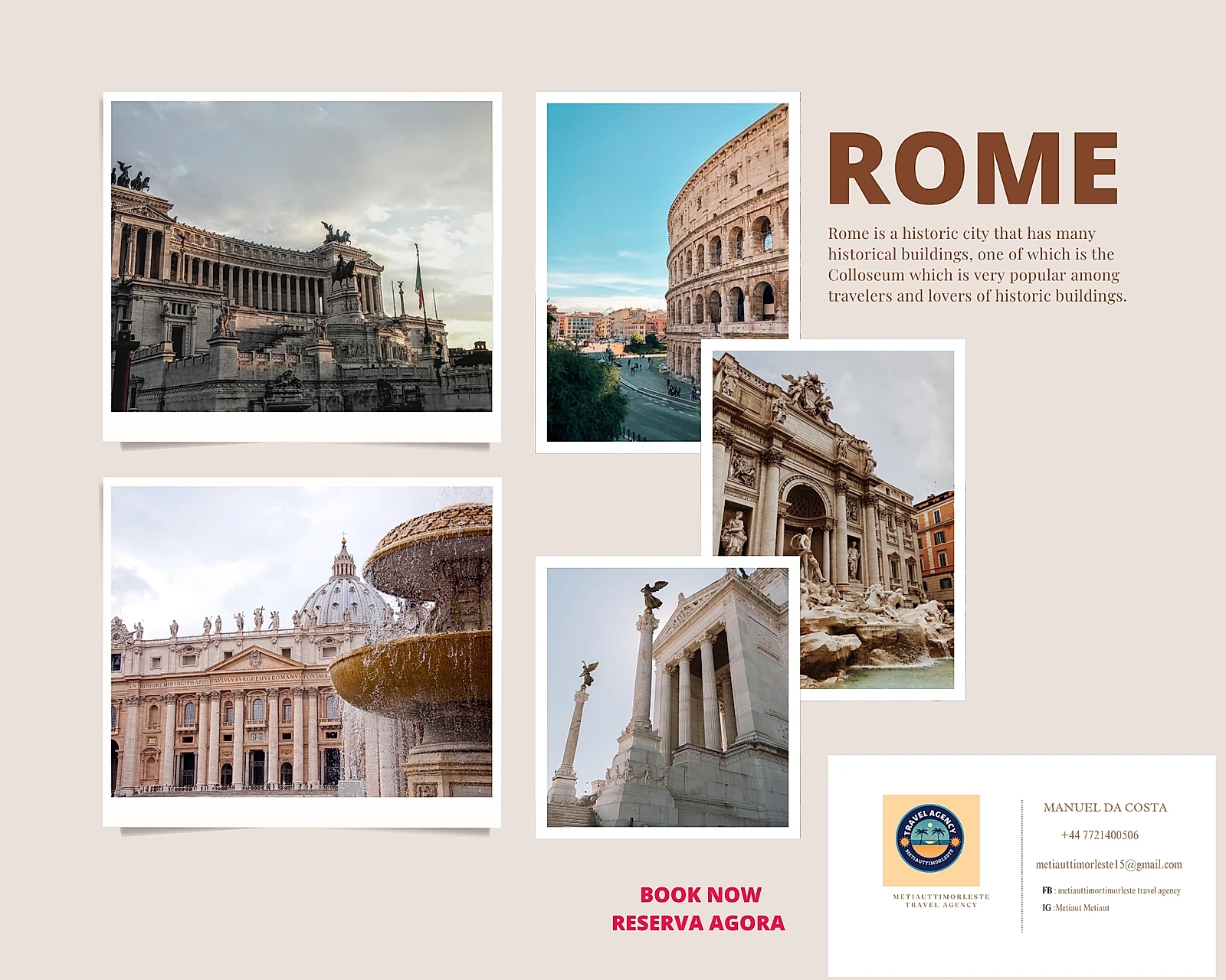 Hakarak Atu Visita Roma Kontaktu hau atu maneja ita boot sira nia bileti ho hotel!!!!!! Text me for your holiday in Rome